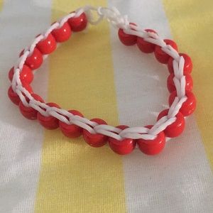 Beaded bracelets + string bracelet with peace sign